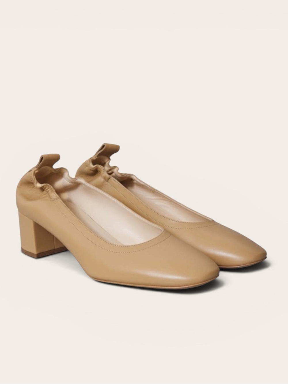 Everlane The Day Heel in Light Taupe Leather Women’s Size 8